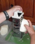 Grating the jicama onto wax paper makes it easy to transfer it to the bowl.