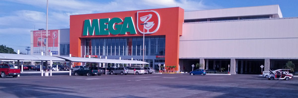 The new Mega sits over its convenient parking garage.
