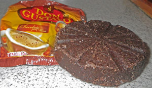 Inner package and disk of Mexican drinking chocolate.